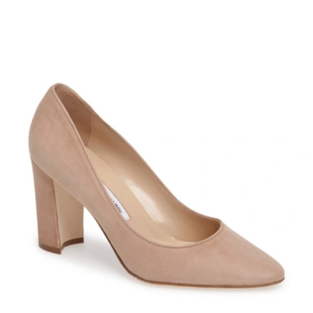 manolo blahnik block heel pumps